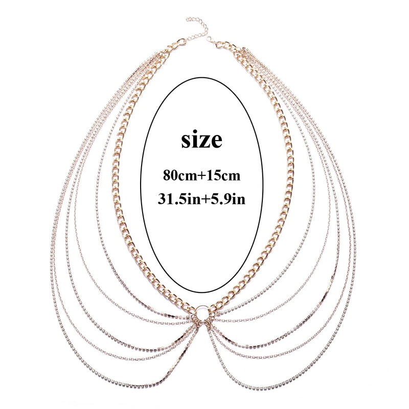 Layered Rhinestone Waist Chain