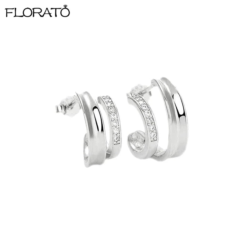 Sterling Silver Korean Hoop Earrings