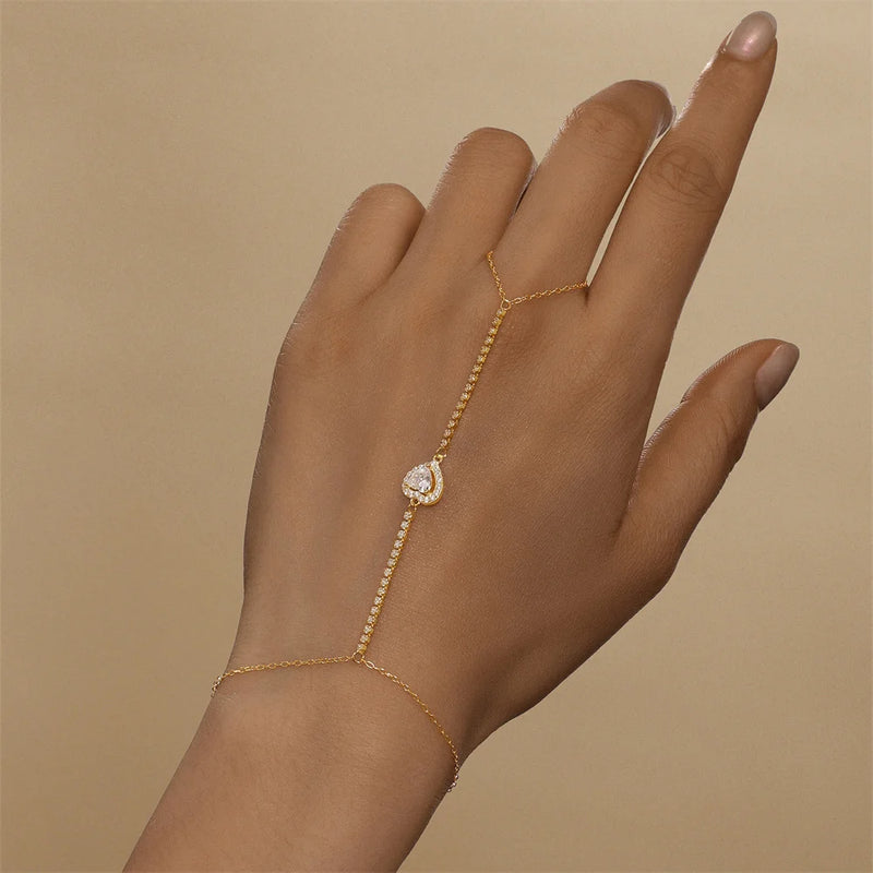 Sterling Silver Heart Petal Zircon Bracelet