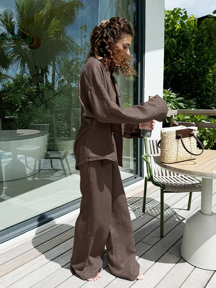 Cotton Linen Shirt & Pants Set