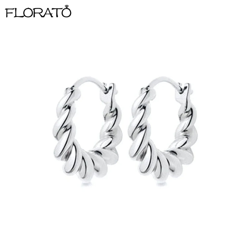 Sterling Silver Korean Hoop Earrings