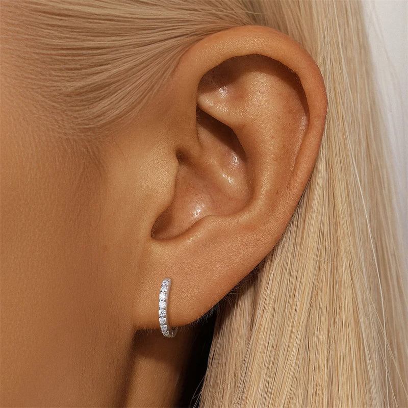 Sterling Silver Moissanite Hoop Earrings
