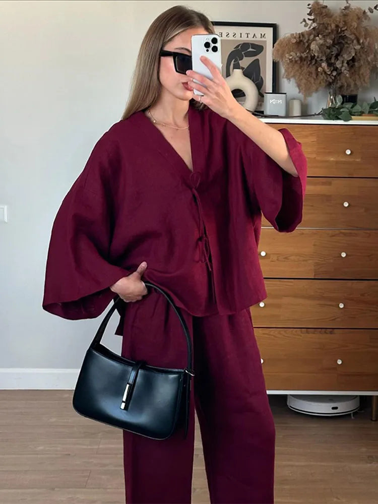 Cotton Linen Shirt & Pants Set