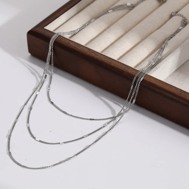Triple Layer Stainless Steel Necklace