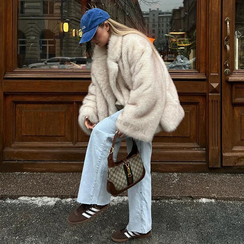Oversized Gradient Faux Fur Coat