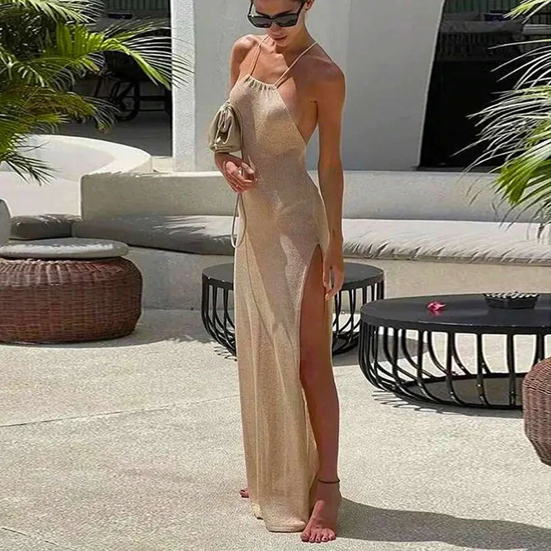 Knitted Halter Neck Beach Cover-Up