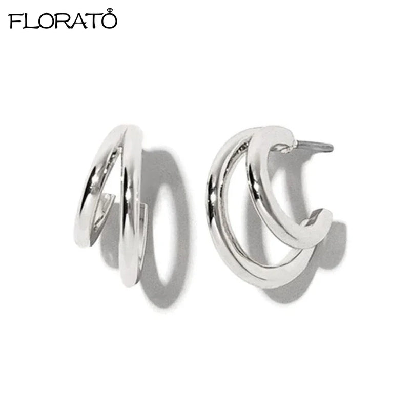 Sterling Silver Korean Hoop Earrings