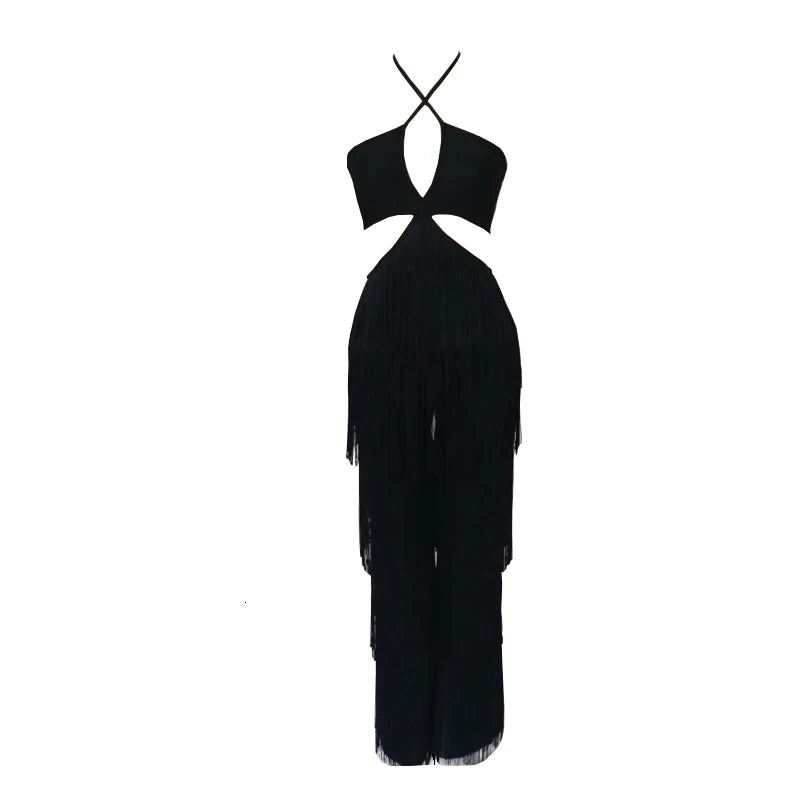 Tassel Halter Bandage Jumpsuit