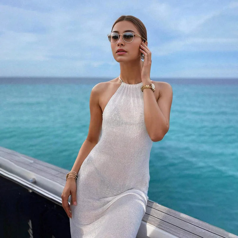Knitted Halter Neck Beach Cover-Up