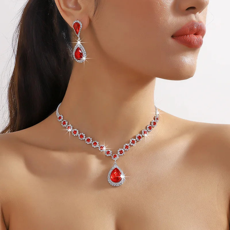 Crystal Water Drop Jewelry Set