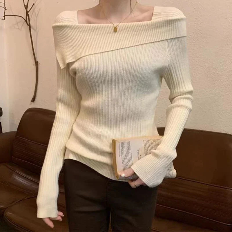 Off-Shoulder Knit Sweater