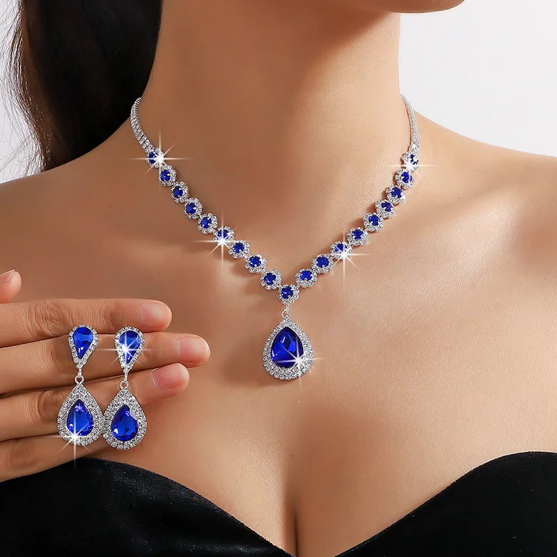 Crystal Water Drop Jewelry Set