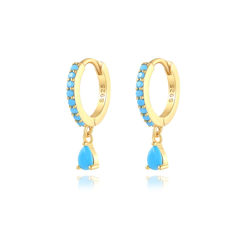 Sterling Silver Colorful Zircon Hoop Earrings