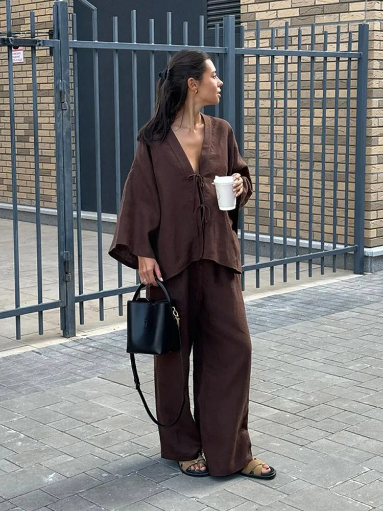 Cotton Linen Shirt & Pants Set