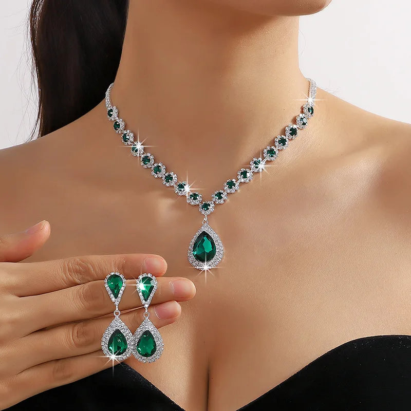 Crystal Water Drop Jewelry Set
