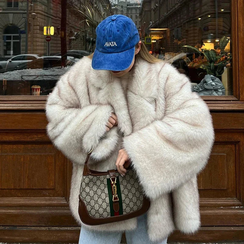 Oversized Gradient Faux Fur Coat