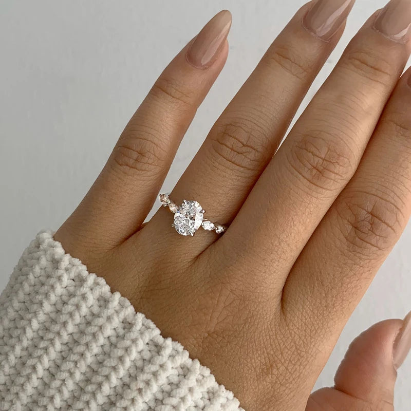 Sterling Silver Oval Zircon Ring