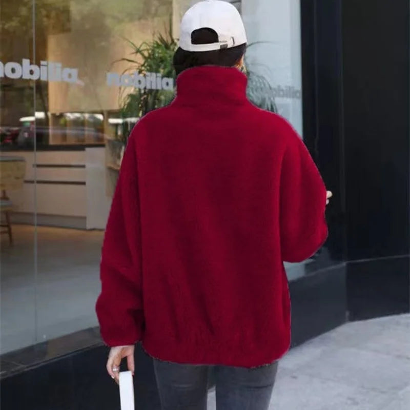 Double Fleece Stand Collar Coat