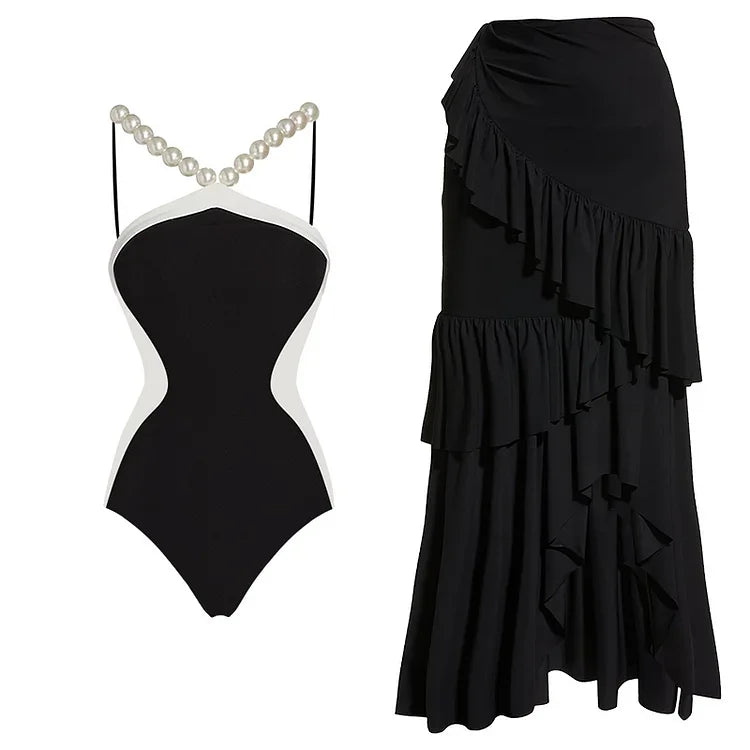 Pearl Chain Halter Swim Set