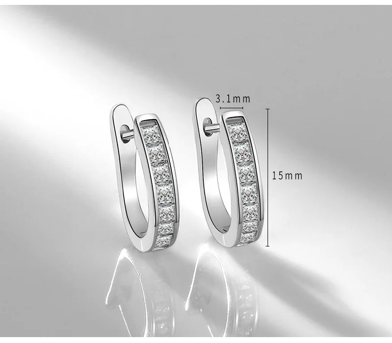 Sterling Silver Zircon Hoop Earrings