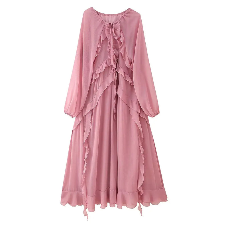 Layered Ruffled Chiffon Dress