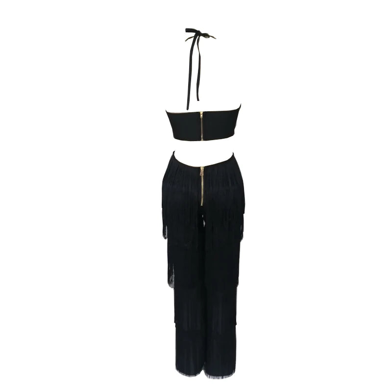 Tassel Halter Bandage Jumpsuit