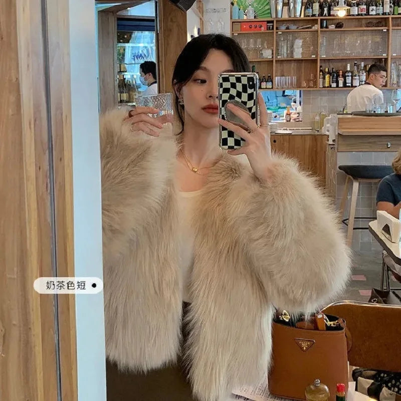 Short Faux Fox Fur Coat