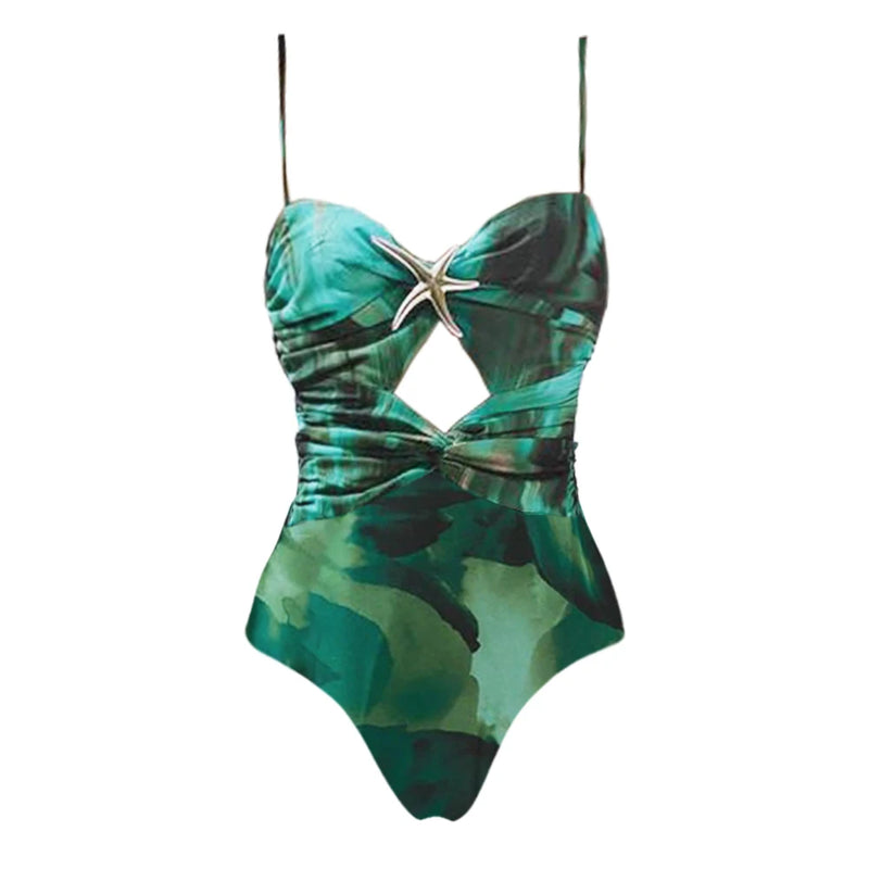 Starfish One-Piece Swimsuit & Skirt Set