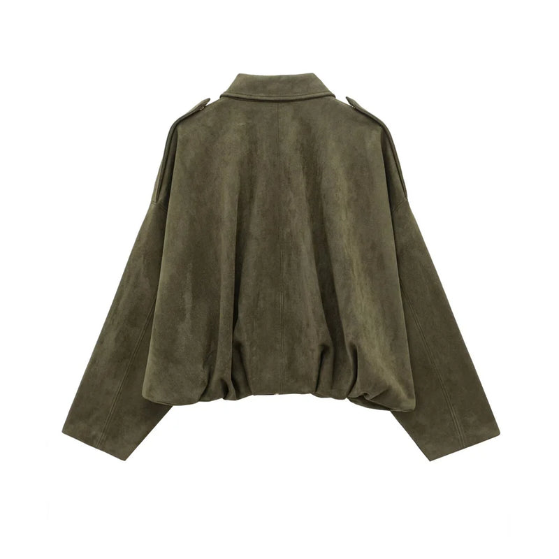 Faux Suede Olive Green Jacket