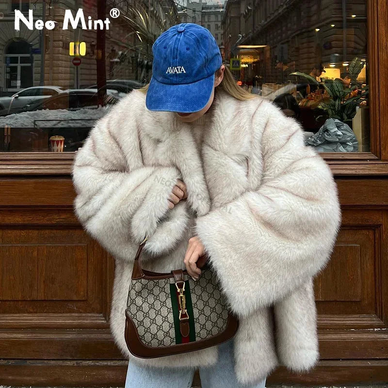Oversized Gradient Faux Fur Coat