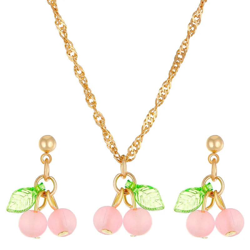 Cherry Pendant Jewelry Set