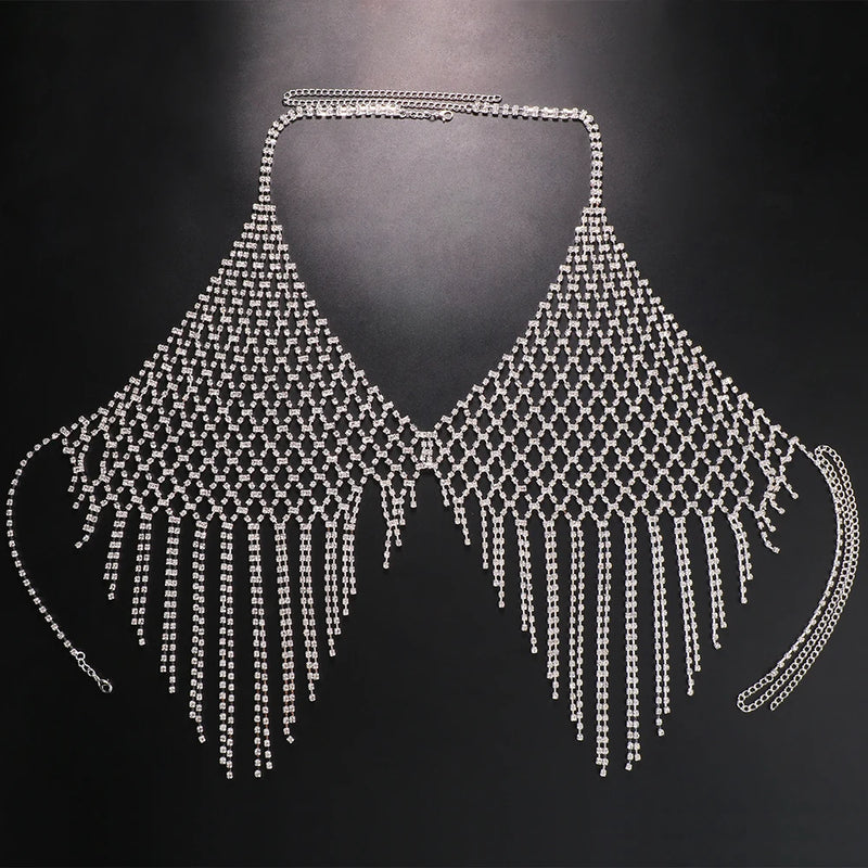 Rhinestone Tassel Bra Chain