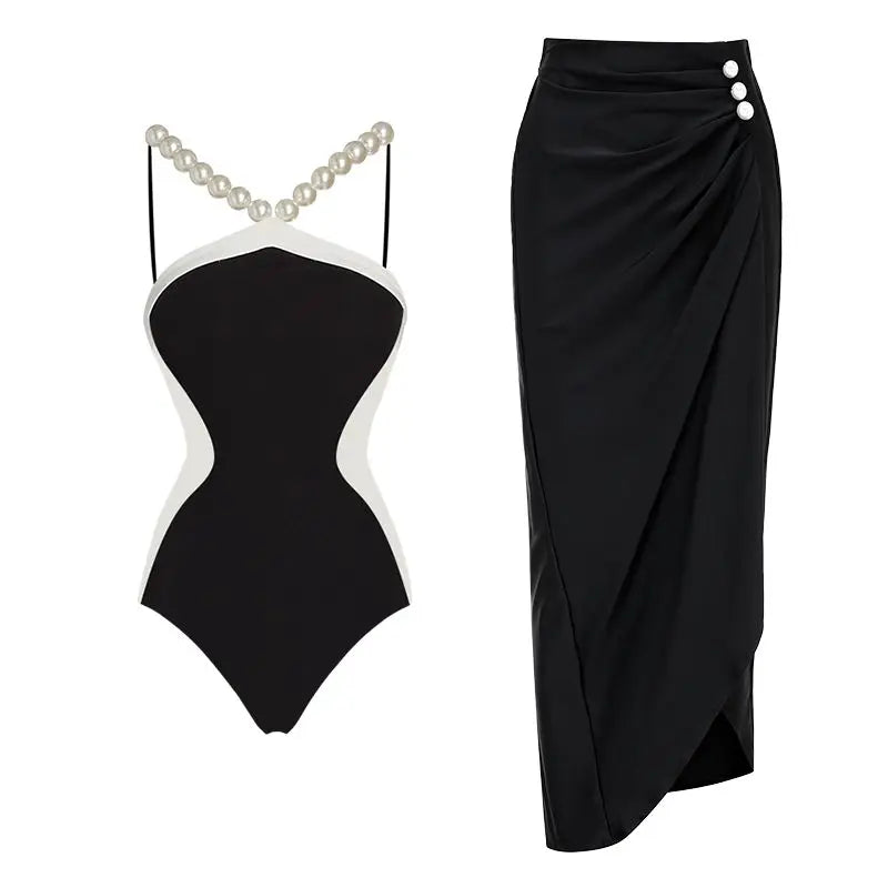 Pearl Chain Halter Swim Set