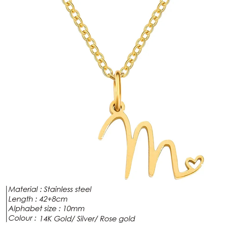 Initial Heart Pendant Necklace