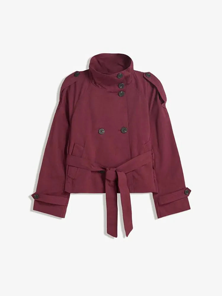 Cropped Belted Trench Coat