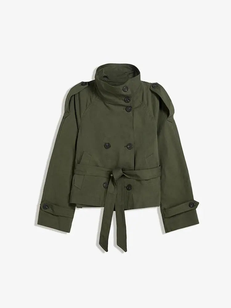 Cropped Belted Trench Coat