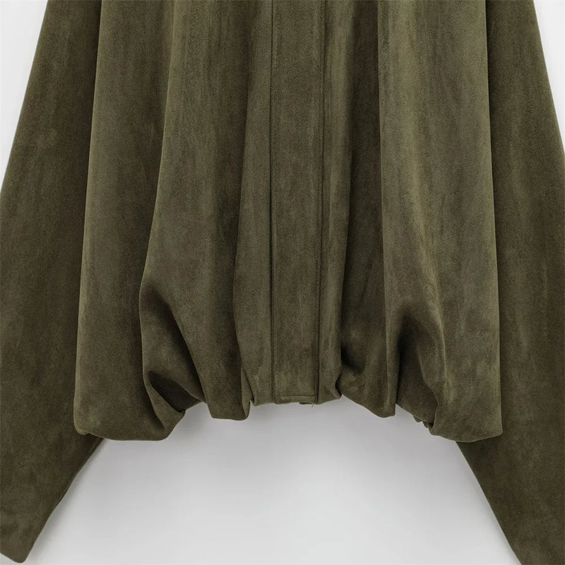 Faux Suede Olive Green Jacket