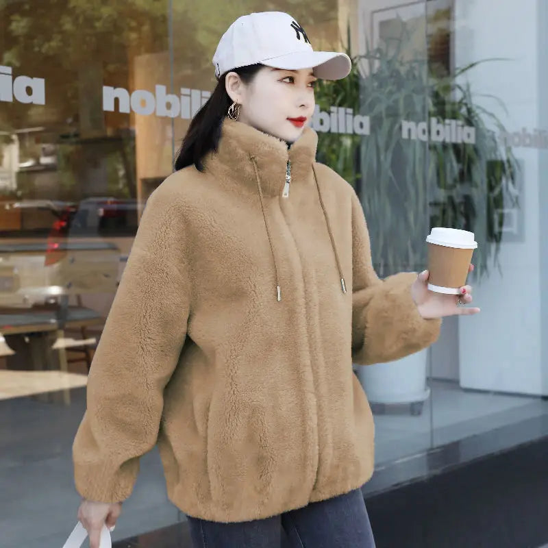 Double Fleece Stand Collar Coat