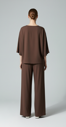 Amara Brown Batwing Pants Set