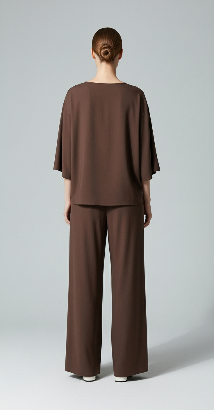 Amara Brown Batwing Pants Set