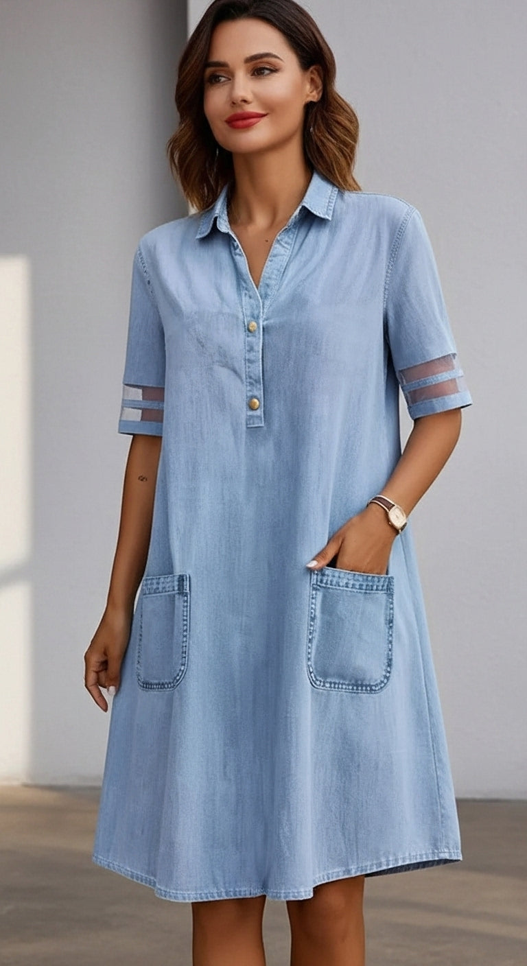Lina Denim Short-Sleeve Dress
