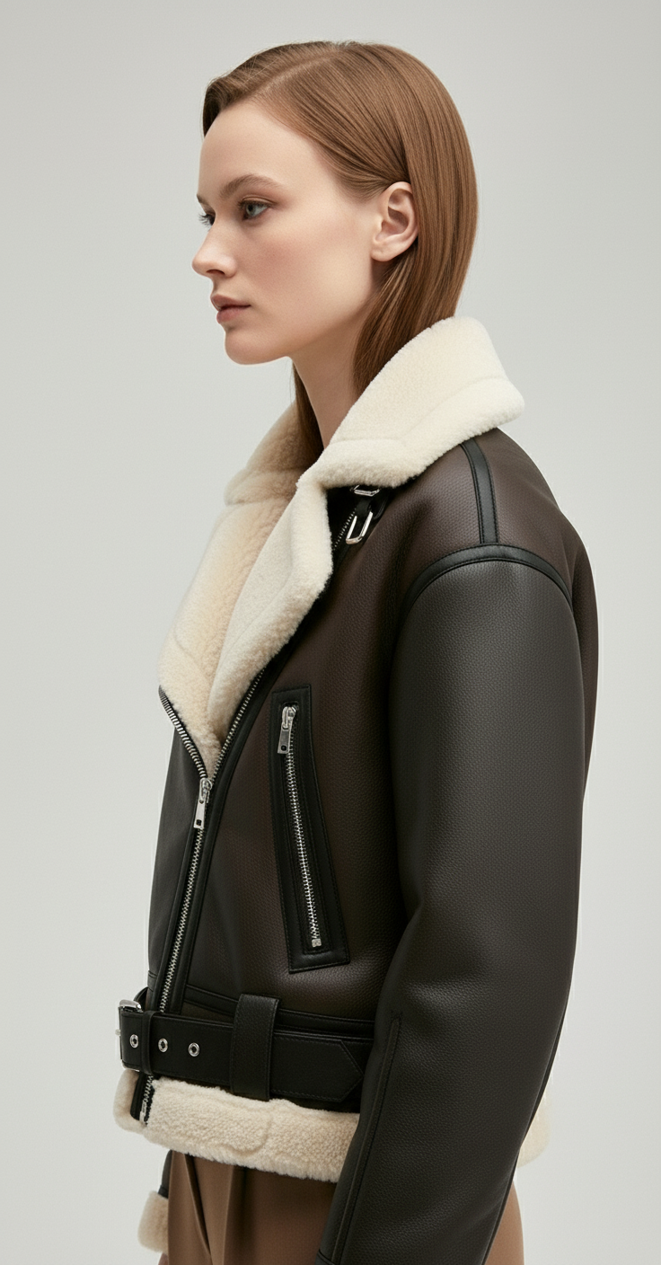 Rhea Faux Shearling Belted Jacket