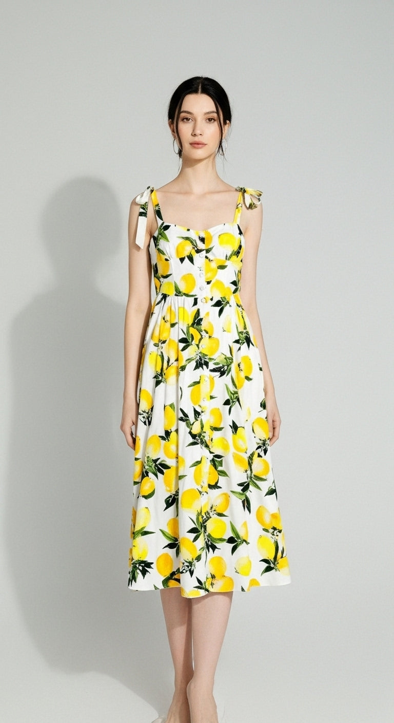 Elisa Printed Button Dress