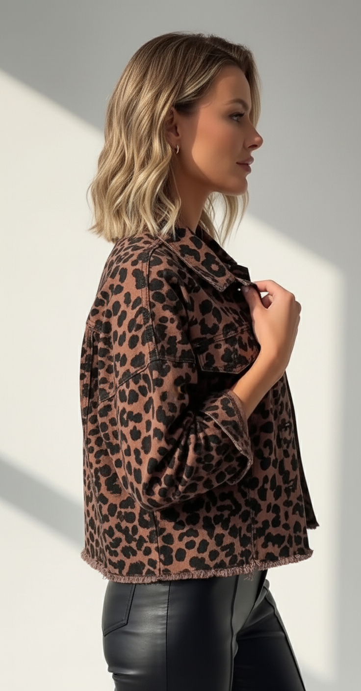 Siena Leopard Denim Jacket
