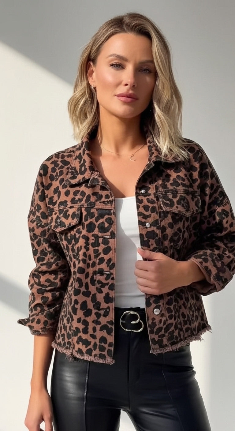 Siena Leopard Denim Jacket