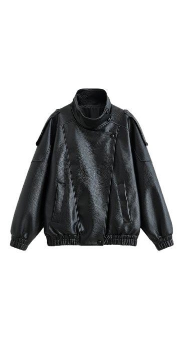 Selene Black Faux Leather Biker Jacket