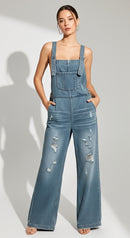 Nora Distressed Denim Overalls