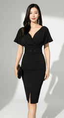 Valeria V-Neck Pencil Dress