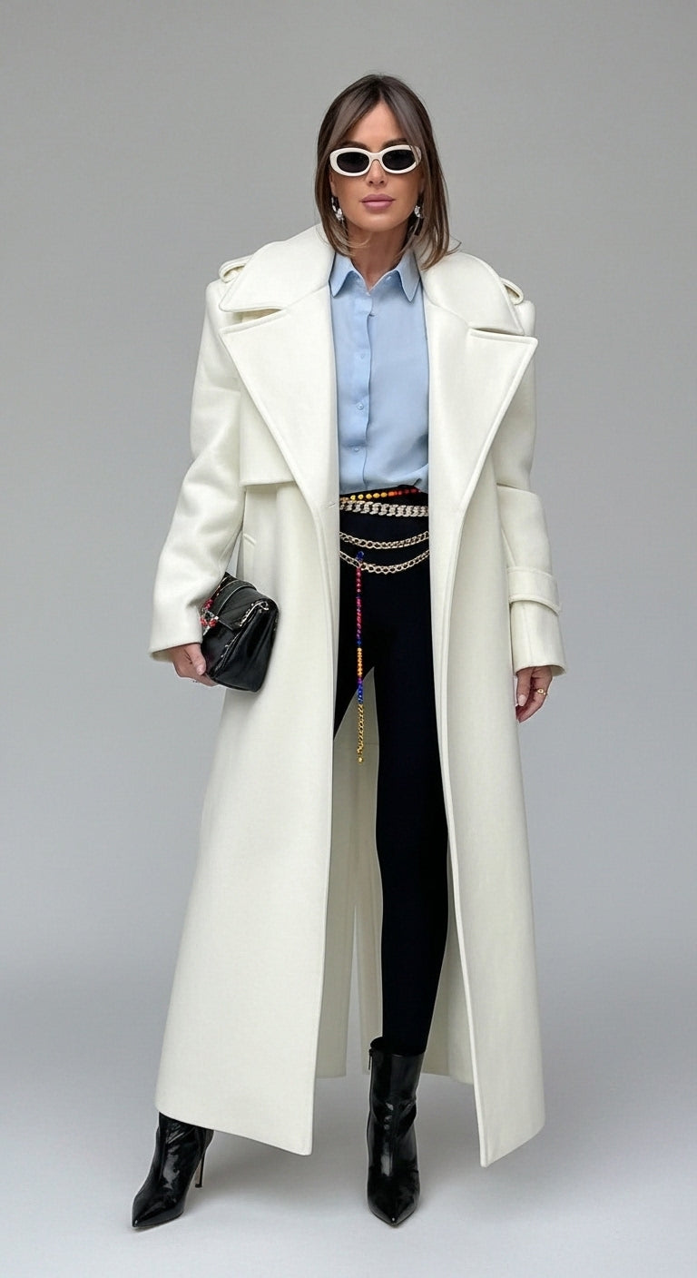 Victoria Lace-Up Wool Overcoat