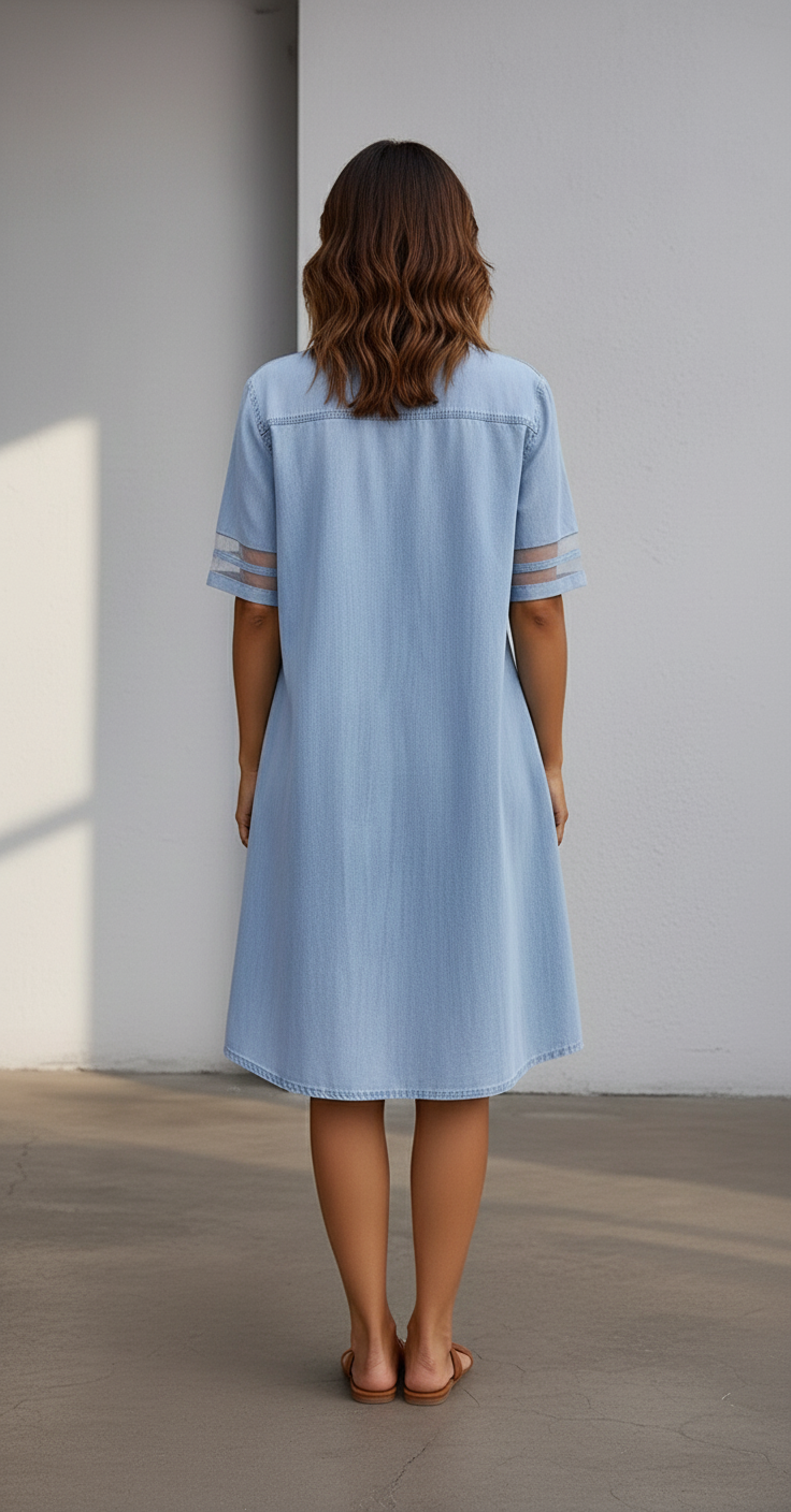 Lina Denim Short-Sleeve Dress